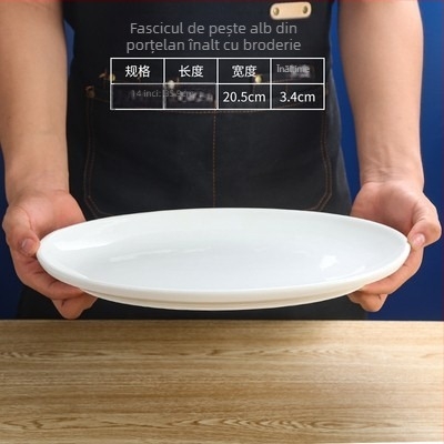 Farfurie de pește, ovală, îngroșată, Material: floare de mătase, Brand Quanfu, Stil japonez