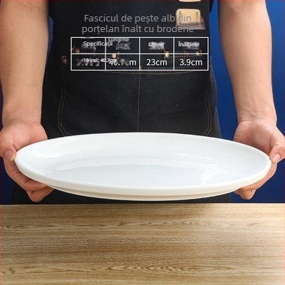 Farfurie de pește, ovală, îngroșată, Material: floare de mătase, Brand Quanfu, Stil japonez