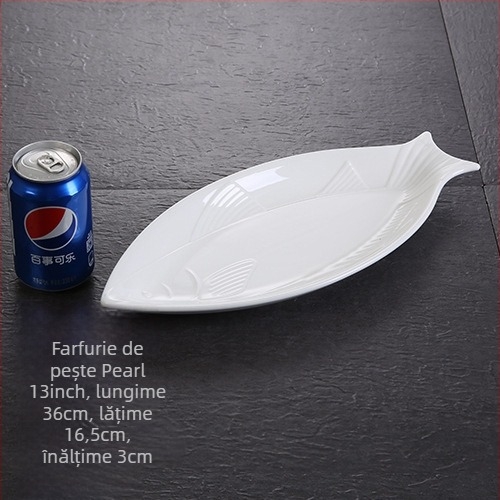 Farfurie de pește, ovală, îngroșată, Material: floare de mătase, Brand Quanfu, Stil japonez