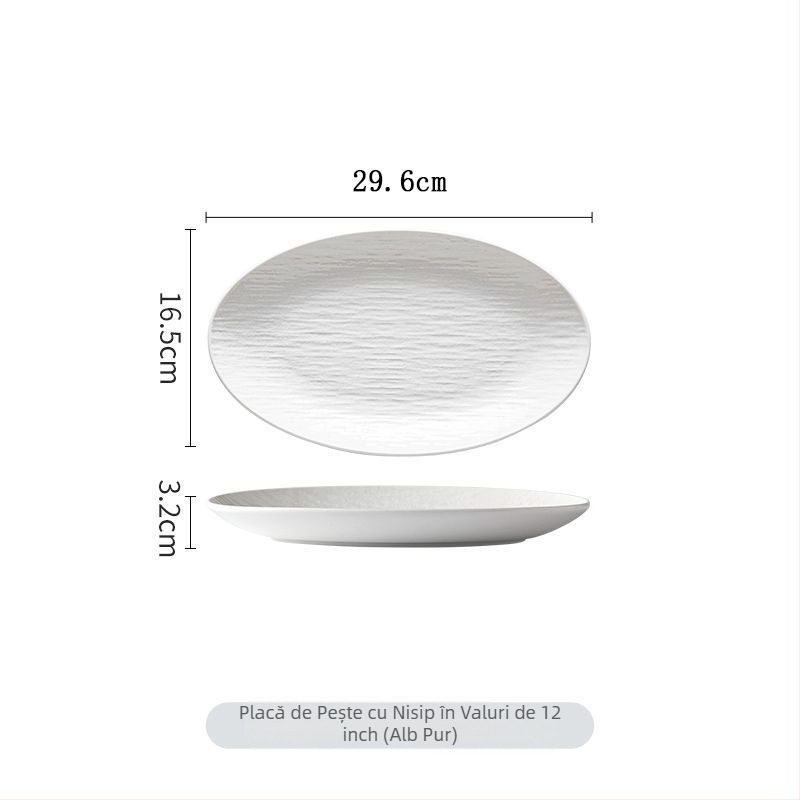 Platou ceramic pentru pește, farfurie pentru pește la abur, de înaltă clasă, fabricat în serie, fără personalizare.