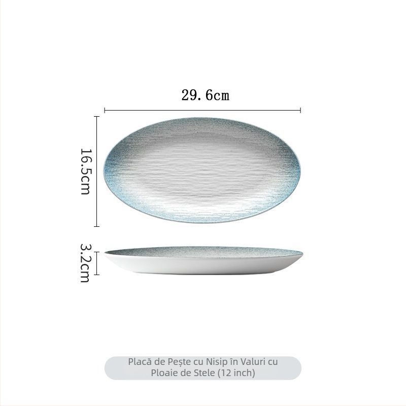 Platou ceramic pentru pește, farfurie pentru pește la abur, de înaltă clasă, fabricat în serie, fără personalizare.
