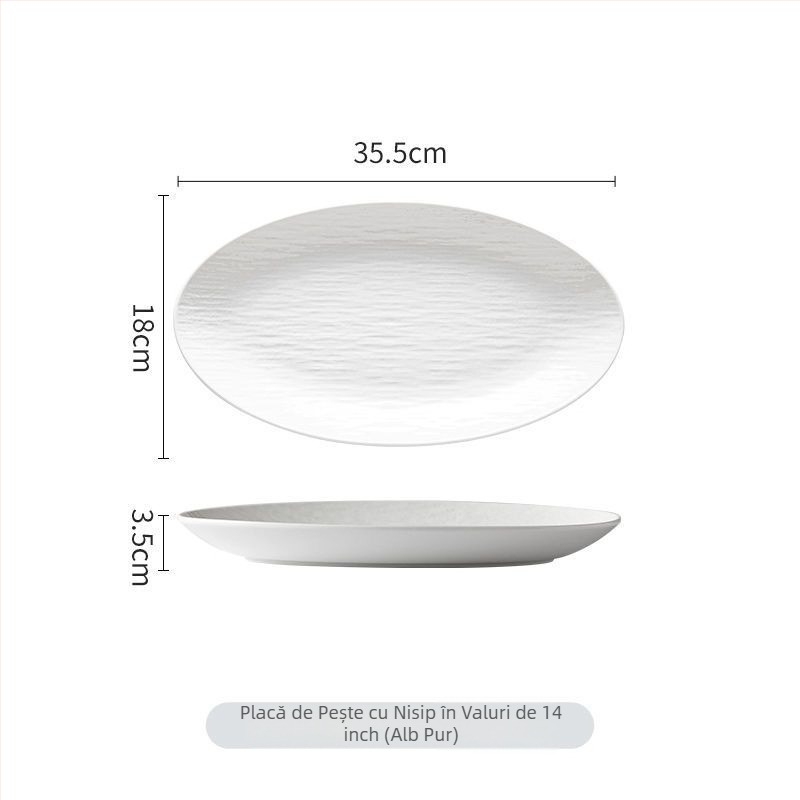 Platou ceramic pentru pește, farfurie pentru pește la abur, de înaltă clasă, fabricat în serie, fără personalizare.