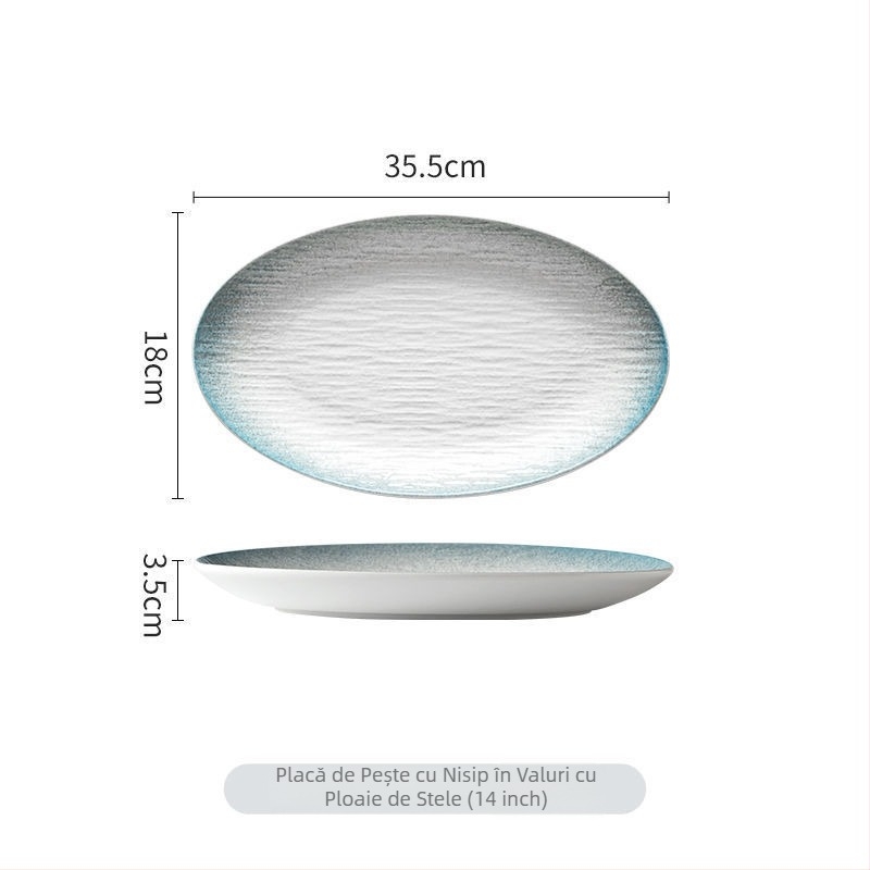Platou ceramic pentru pește, farfurie pentru pește la abur, de înaltă clasă, fabricat în serie, fără personalizare.