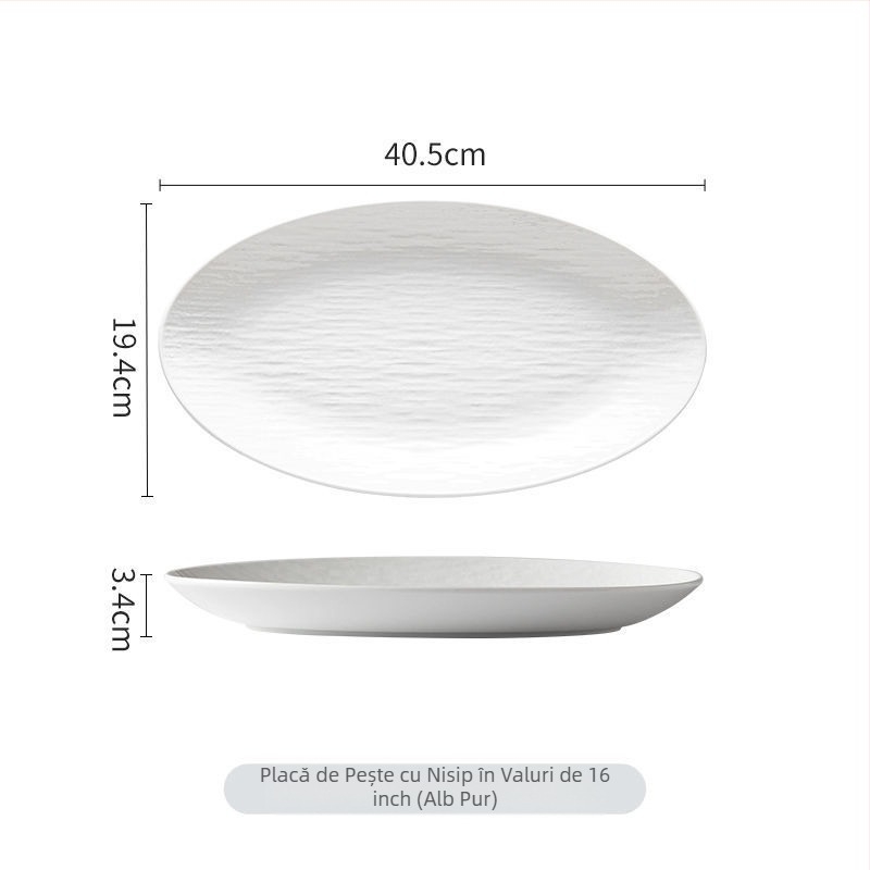 Platou ceramic pentru pește, farfurie pentru pește la abur, de înaltă clasă, fabricat în serie, fără personalizare.