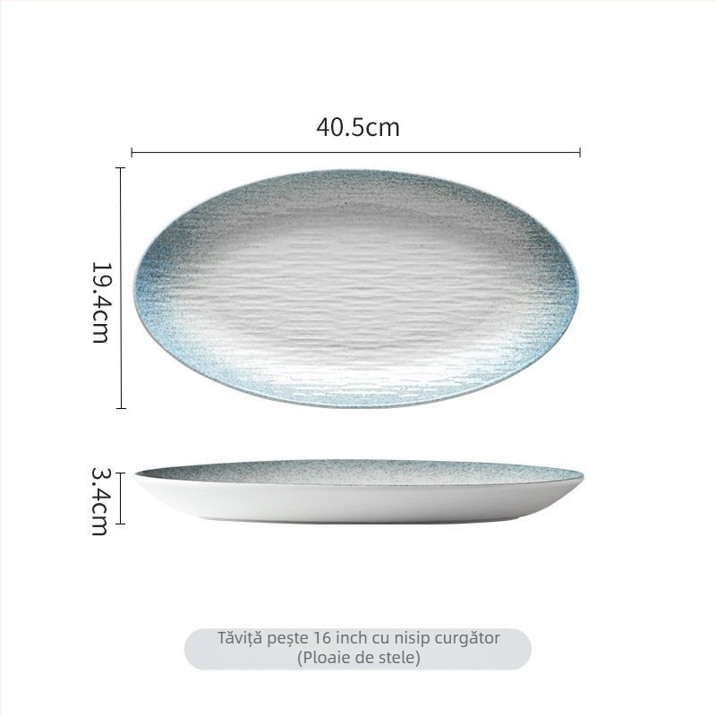 Platou ceramic pentru pește, farfurie pentru pește la abur, de înaltă clasă, fabricat în serie, fără personalizare.