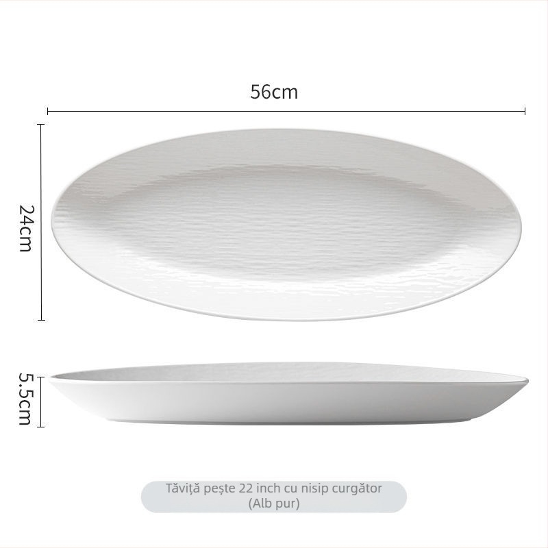 Platou ceramic pentru pește, farfurie pentru pește la abur, de înaltă clasă, fabricat în serie, fără personalizare.
