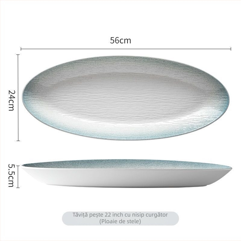 Platou ceramic pentru pește, farfurie pentru pește la abur, de înaltă clasă, fabricat în serie, fără personalizare.