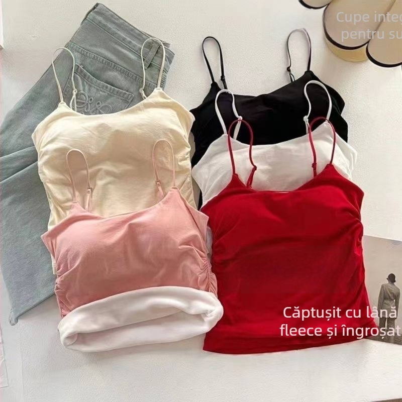 Set termic pentru femei, toamnă‑iarnă: top camisola cu căptușeală din fleece, croială strânsă, cupe încorporate, cu glugă, poate fi purtat ca îmbrăcăminte de exterior