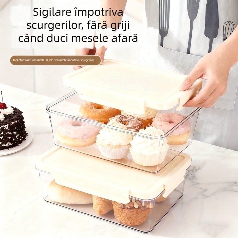 Cutie de păstrare a prospețimii (formă pătrată, 800-1000 ml, PP alimentar, capac etanș, menține cald)