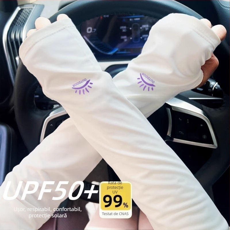Manșete din Ice Silk cu protecție UV, croială lejeră, pentru condus și ciclism
