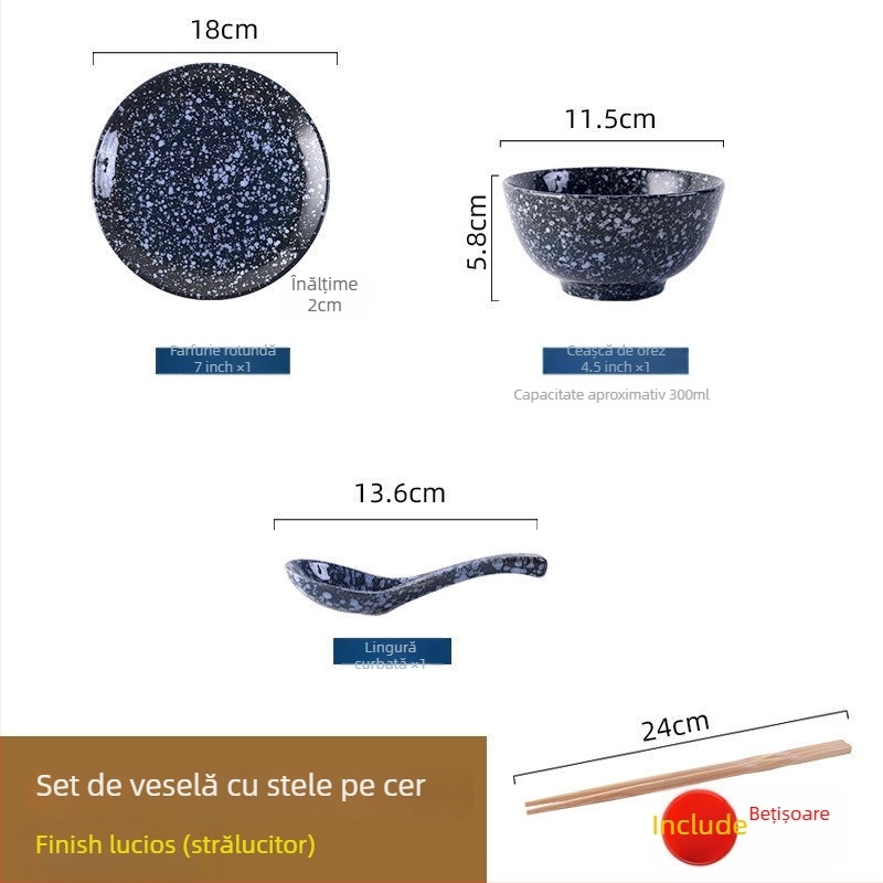 Set japonez de veselă ceramică, stil retro, pentru gătit și servire, set de trei piese (Material: Alte; Stil: Simplitate modernă; Potrivit ca cadou: Alte)