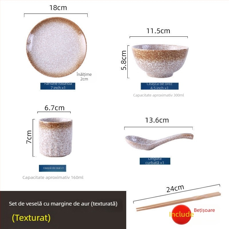 Set japonez de veselă ceramică, stil retro, pentru gătit și servire, set de trei piese (Material: Alte; Stil: Simplitate modernă; Potrivit ca cadou: Alte)