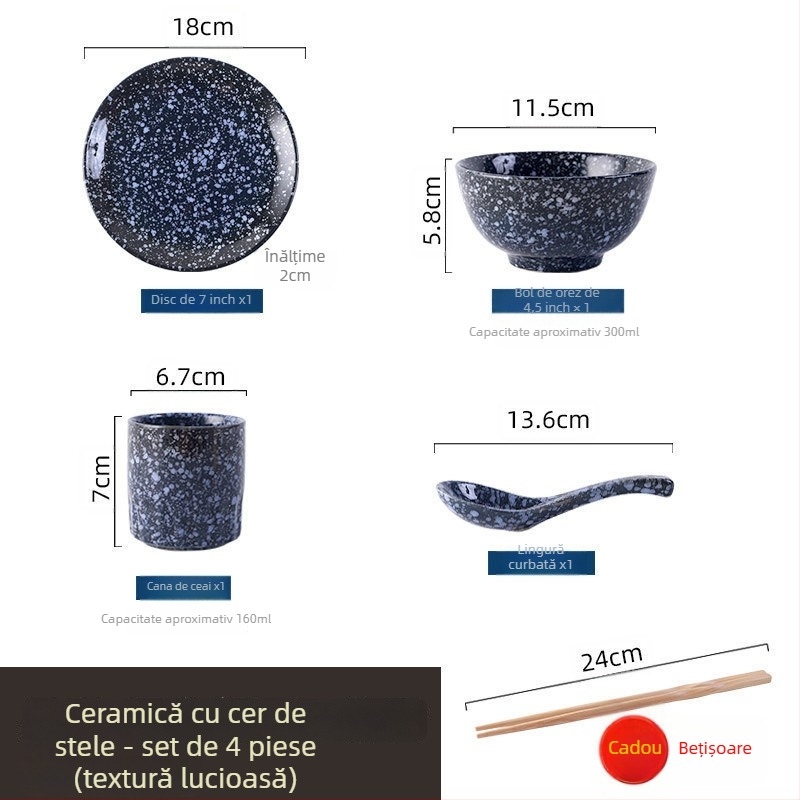 Set japonez de veselă ceramică, stil retro, pentru gătit și servire, set de trei piese (Material: Alte; Stil: Simplitate modernă; Potrivit ca cadou: Alte)