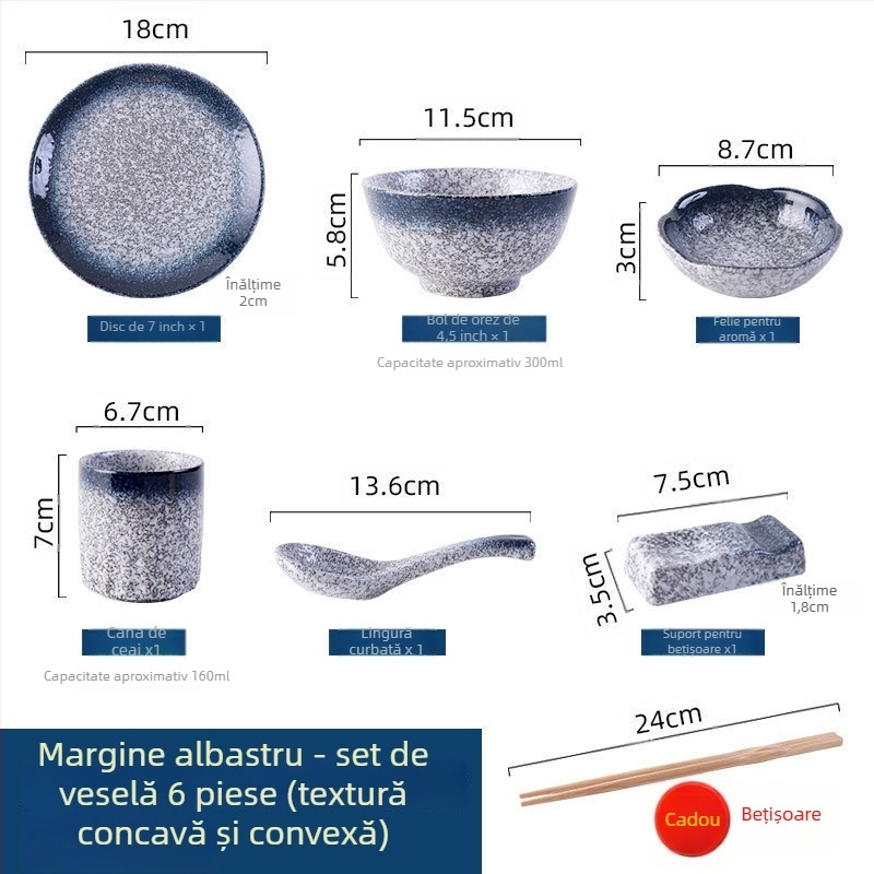 Set japonez de veselă ceramică, stil retro, pentru gătit și servire, set de trei piese (Material: Alte; Stil: Simplitate modernă; Potrivit ca cadou: Alte)