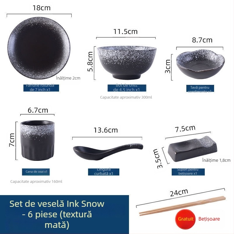 Set japonez de veselă ceramică, stil retro, pentru gătit și servire, set de trei piese (Material: Alte; Stil: Simplitate modernă; Potrivit ca cadou: Alte)