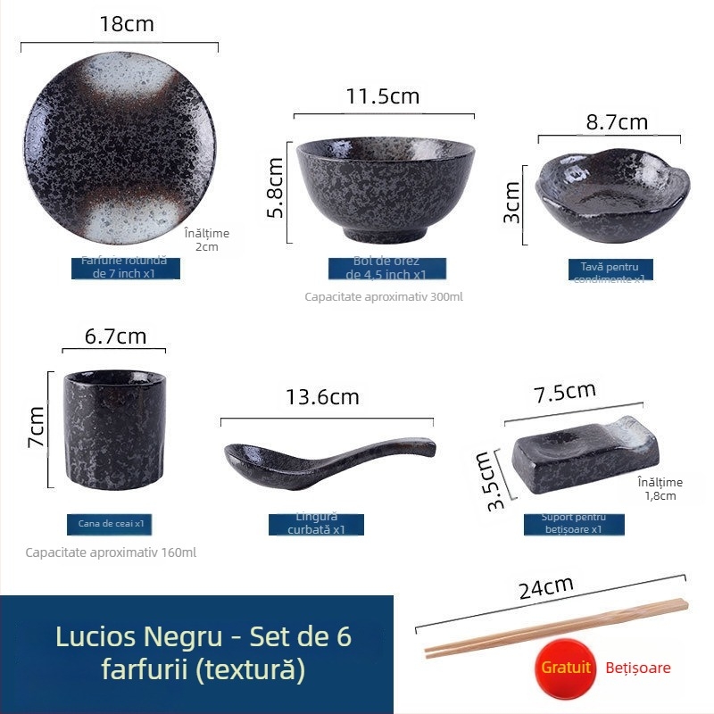 Set japonez de veselă ceramică, stil retro, pentru gătit și servire, set de trei piese (Material: Alte; Stil: Simplitate modernă; Potrivit ca cadou: Alte)