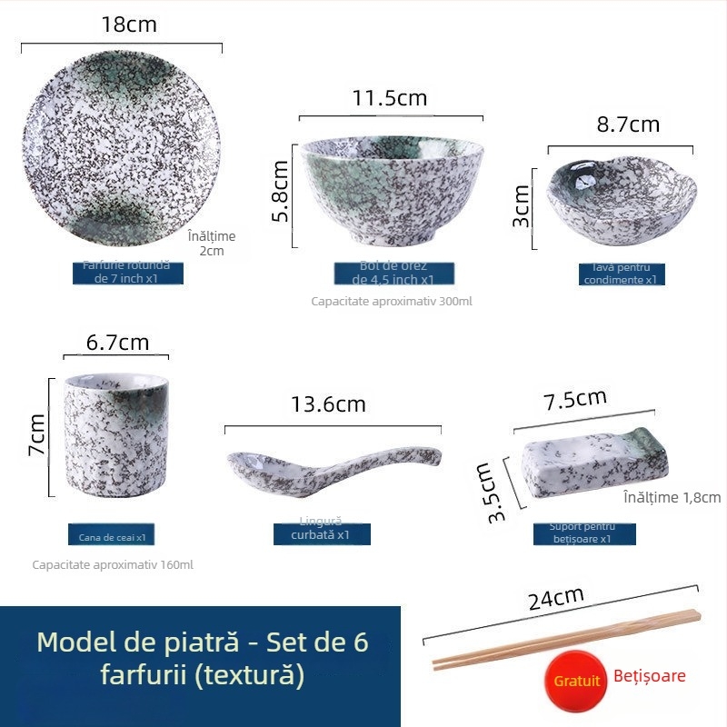 Set japonez de veselă ceramică, stil retro, pentru gătit și servire, set de trei piese (Material: Alte; Stil: Simplitate modernă; Potrivit ca cadou: Alte)