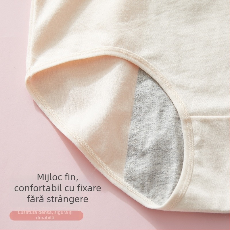 Chiloți pentru menstruație din bumbac, talie medie, anti-scurgeri