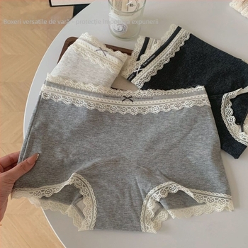 Boxer pentru femei din bumbac, țesătură Jacquard, antibacterian, uscare rapidă, talie medie