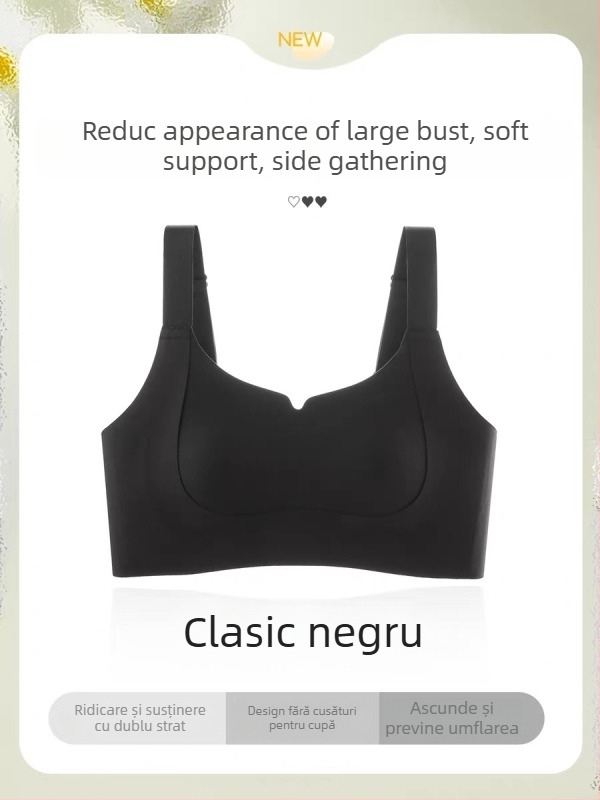 Set de sutien din bumbac, cupe complet fără cusături, 3/4 formate (partea superioară subțire, partea inferioară mai groasă), bretele fixe, închidere spate cu patru rânduri de cârlige