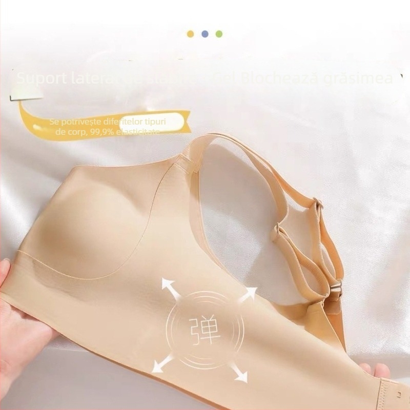 Set de sutien din bumbac, cupe complet fără cusături, 3/4 formate (partea superioară subțire, partea inferioară mai groasă), bretele fixe, închidere spate cu patru rânduri de cârlige