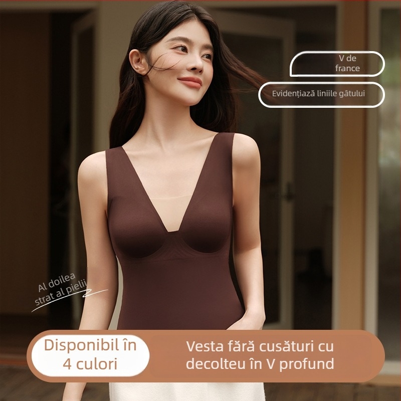 Vesta termică pentru femei — decolteu în V, material nylon, strat unic, 181–200 g/m²; poate fi purtată ca strat de bază sau ca strat exterior; menține căldura și oferă protecție spatelui.
