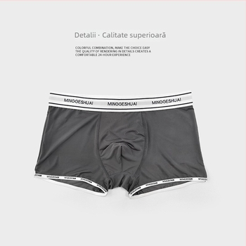 Boxeri pentru bărbați Ice Silk – Aerisi, talie medie, croială tricotată din nylon, căptușeală Modal