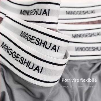 Boxeri pentru bărbați Ice Silk – Aerisi, talie medie, croială tricotată din nylon, căptușeală Modal