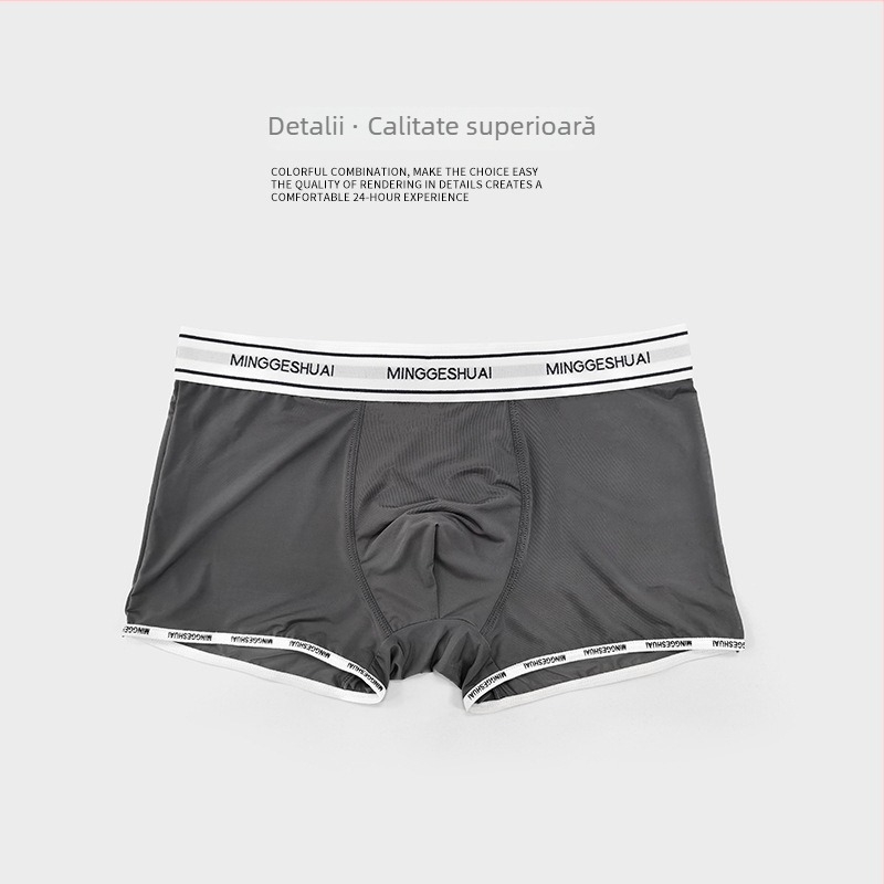 Boxeri pentru bărbați Ice Silk – Aerisi, talie medie, croială tricotată din nylon, căptușeală Modal