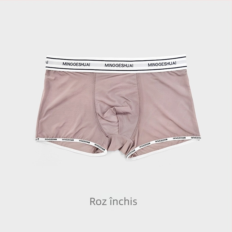 Boxeri pentru bărbați Ice Silk – Aerisi, talie medie, croială tricotată din nylon, căptușeală Modal