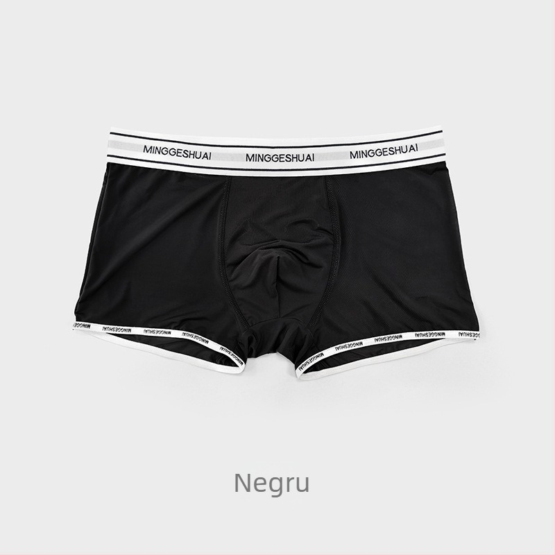 Boxeri pentru bărbați Ice Silk – Aerisi, talie medie, croială tricotată din nylon, căptușeală Modal