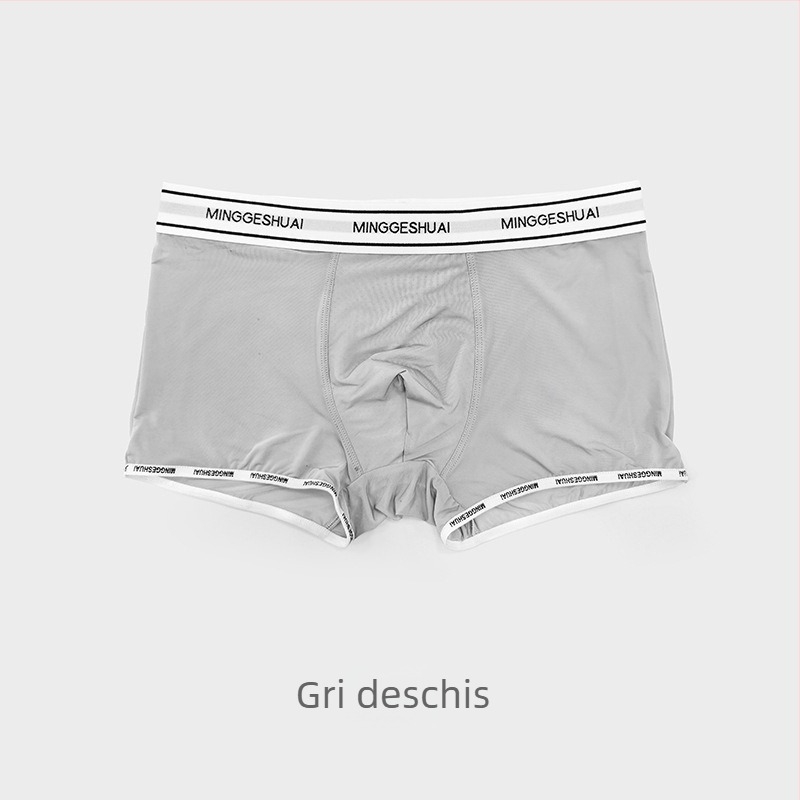 Boxeri pentru bărbați Ice Silk – Aerisi, talie medie, croială tricotată din nylon, căptușeală Modal