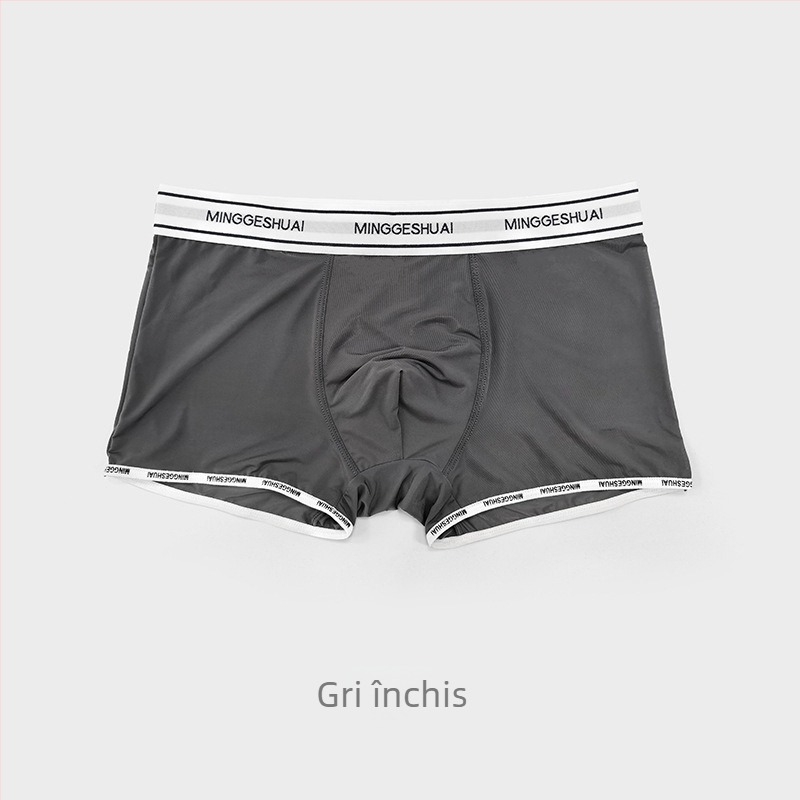 Boxeri pentru bărbați Ice Silk – Aerisi, talie medie, croială tricotată din nylon, căptușeală Modal