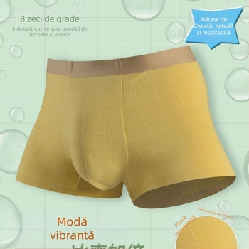 Boxer bărbătește din Ice Silk – respirabil, design waffle, talie medie, țesătură nylon cu căptușeală modal