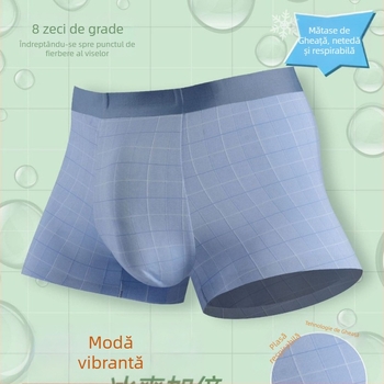 Boxer bărbătește din Ice Silk – respirabil, design waffle, talie medie, țesătură nylon cu căptușeală modal