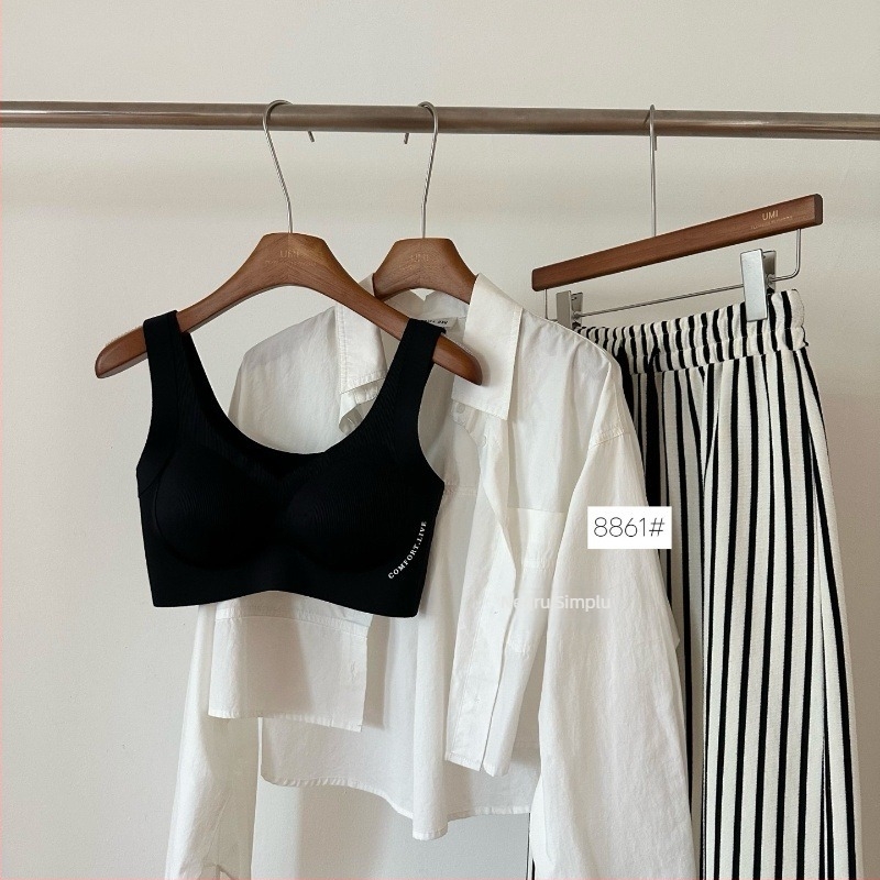 Sutien fără sârmă, fără cusături, în stil vestă, cupe fixe, 3/4 modelate, material nylon