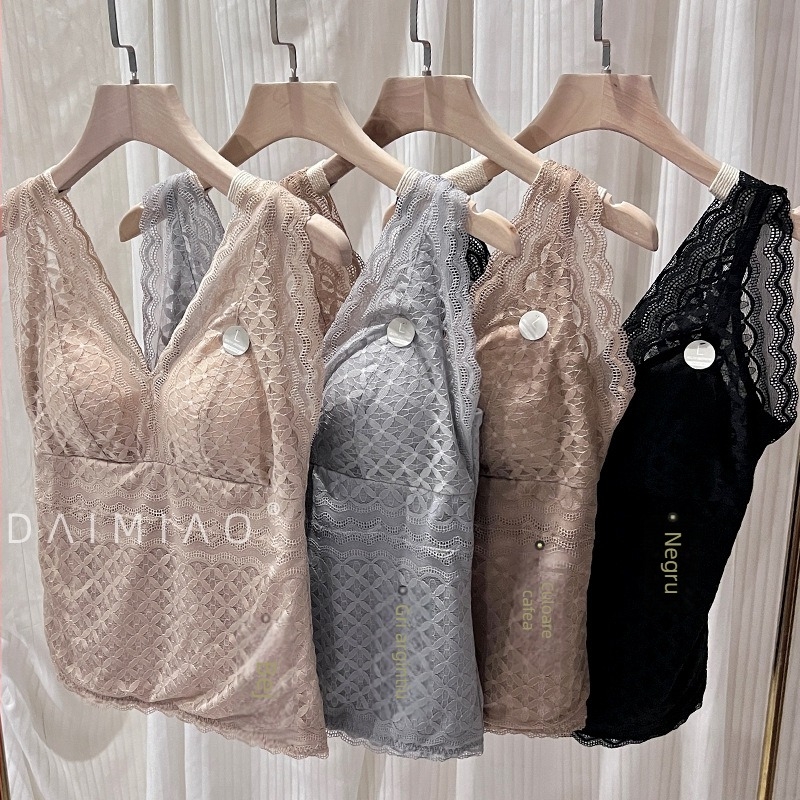 Vestă termică pentru femei, cu sutien încorporat și pernuțe pentru sân, căptușită cu fleece, țesătură cationică, dantelă, dublu strat