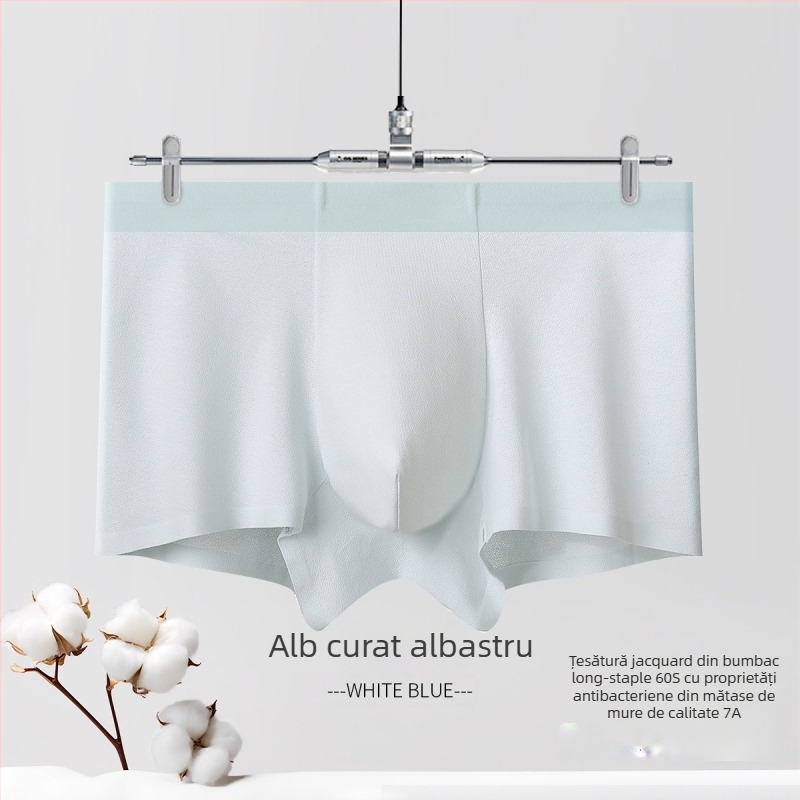 Boxer bărbat antibacterian din bumbac, respirabil, țesătură jacquard, bumbac 60s, căptușeală din mătase mulberry