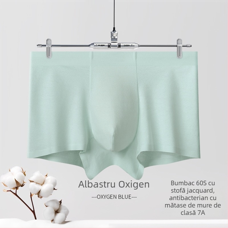 Boxer bărbat antibacterian din bumbac, respirabil, țesătură jacquard, bumbac 60s, căptușeală din mătase mulberry