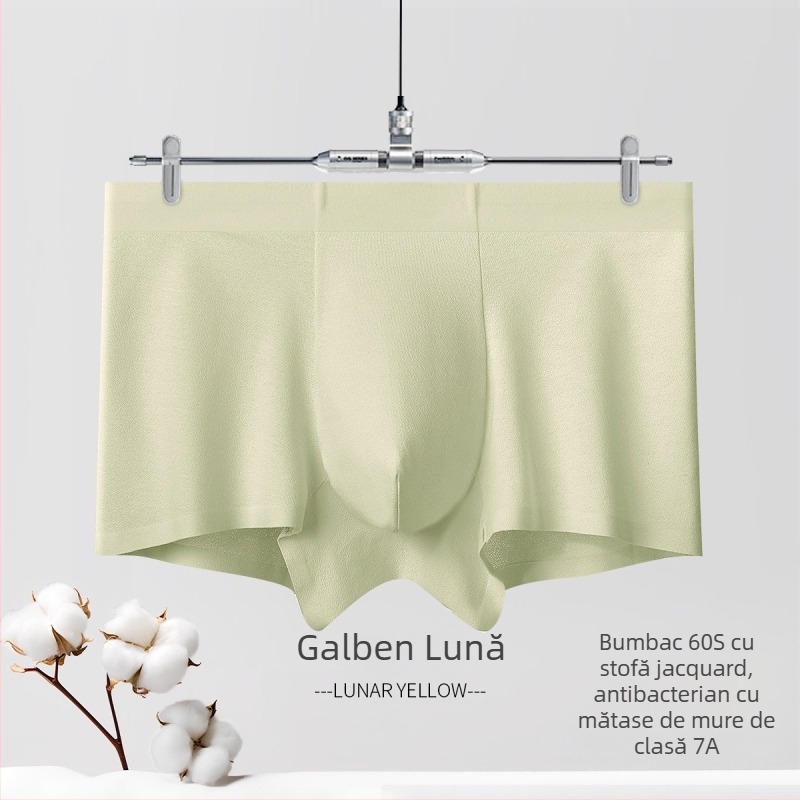 Boxer bărbat antibacterian din bumbac, respirabil, țesătură jacquard, bumbac 60s, căptușeală din mătase mulberry