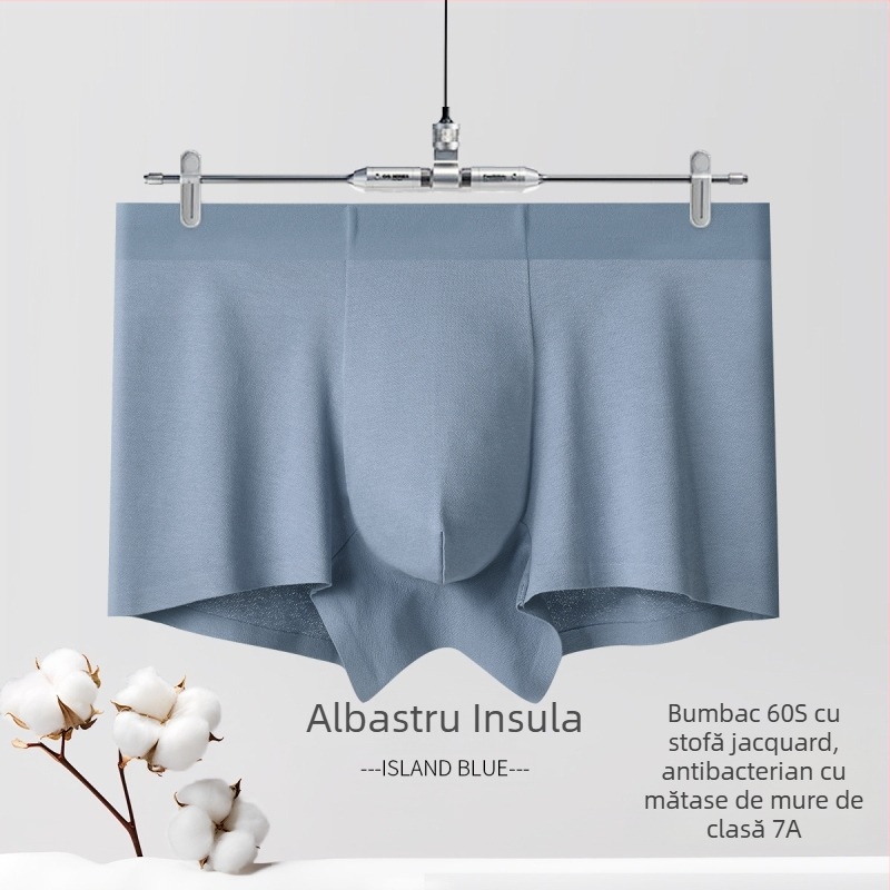 Boxer bărbat antibacterian din bumbac, respirabil, țesătură jacquard, bumbac 60s, căptușeală din mătase mulberry