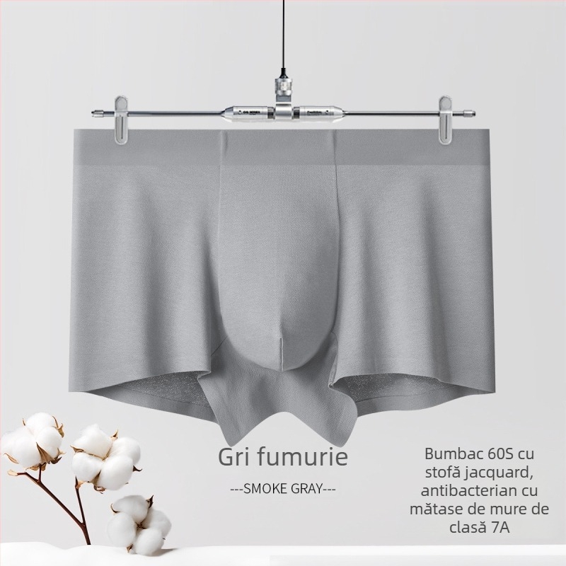 Boxer bărbat antibacterian din bumbac, respirabil, țesătură jacquard, bumbac 60s, căptușeală din mătase mulberry