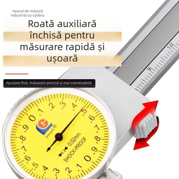 Caliper cu cadran, tip închis, interval dublu 0-150 mm (0,02 mm) și 0-200 mm (0,01 mm)