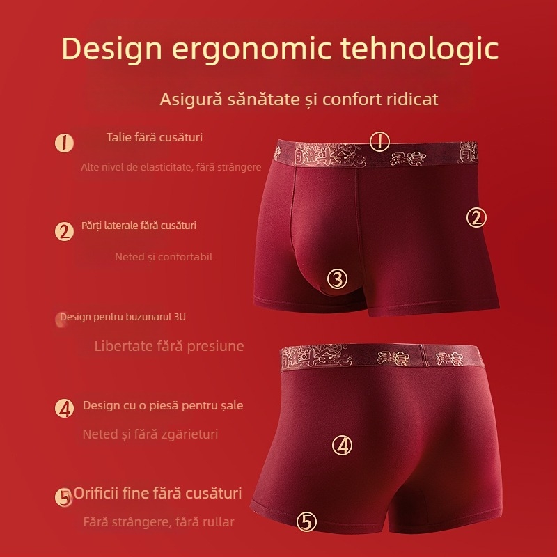 Boxeri bărbați din bumbac, respirabili, fără cusături, talie medie, imprimeu, 40S tricot de bumbac