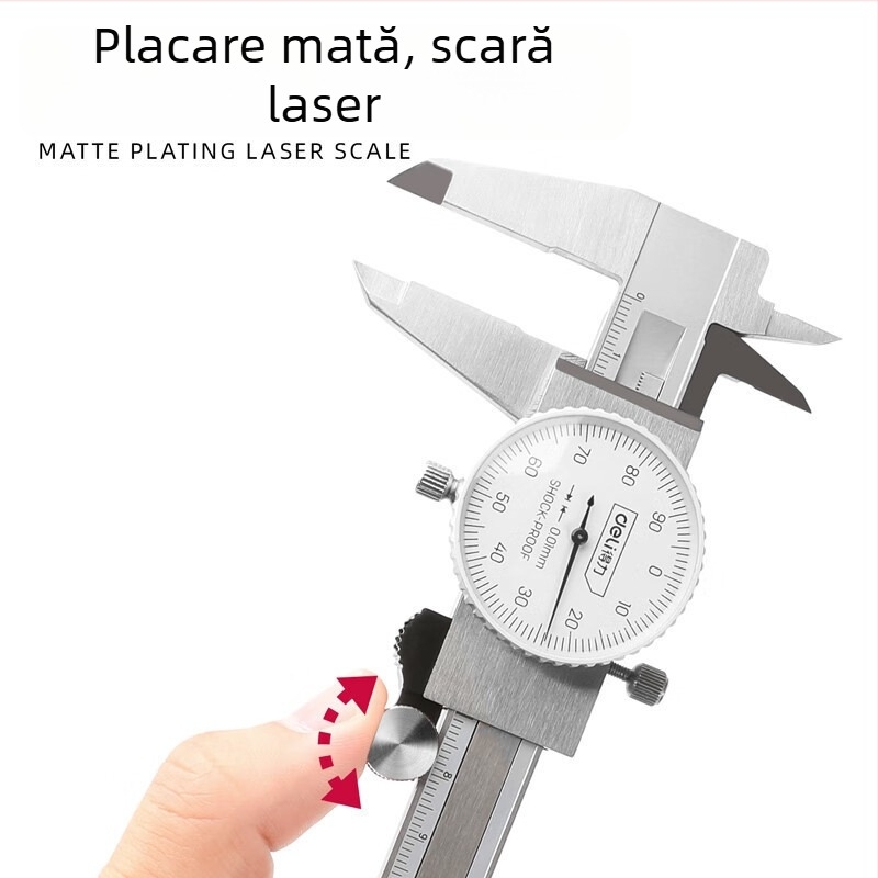 Deli caliper din oțel inoxidabil cu afișaj dial și vernier