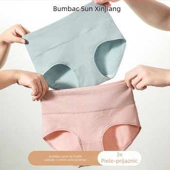 Chiloți femei talie înaltă din bumbac 50S, antibacterieni, respirabili, căptușeală din mătase Mulberry