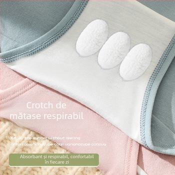 Chiloți femei talie înaltă din bumbac 50S, antibacterieni, respirabili, căptușeală din mătase Mulberry