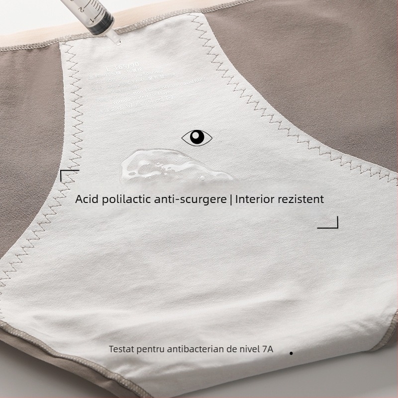 Chiloți menstrual din bumbac, trei straturi anti-scurgere, ușor de curățat, talie medie, antibacterian