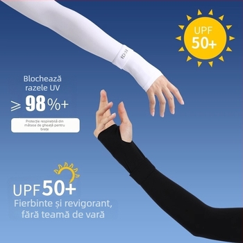 Manșete unisex cu protecție UV, din mătase de gheață, pentru ciclism, ușoare (conținut 70–80% din țesătura principală, ≤18 g)