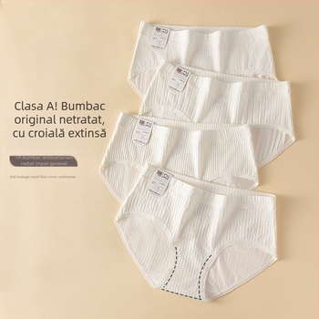 Chiloți dama din bumbac, antibacteriali și respirabili, talie medie, 90–95% bumbac, căptușeală crotch 100% bumbac, țesătură tricotată